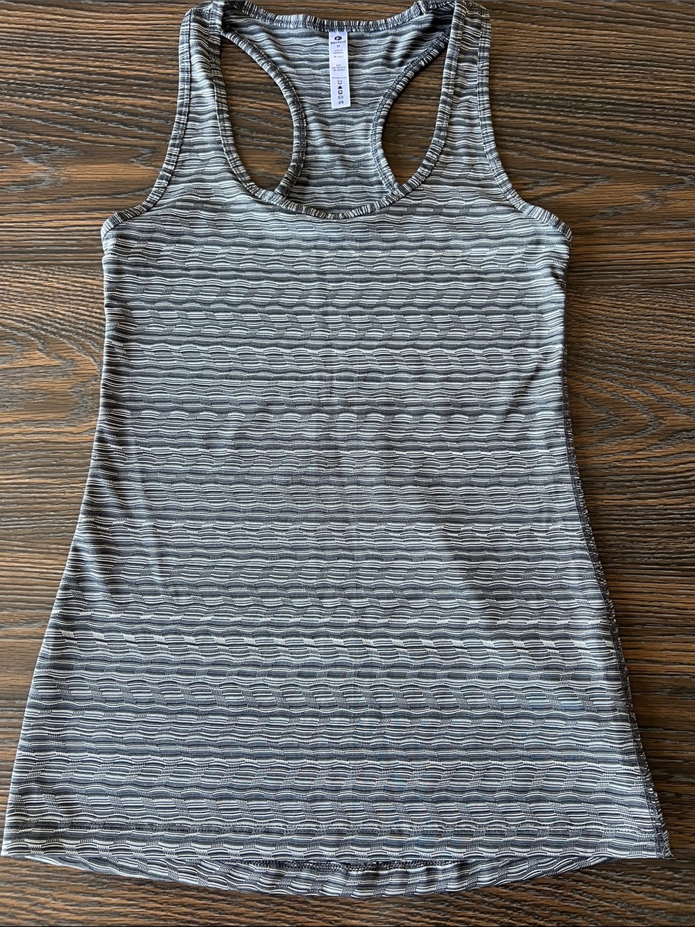90 Degree By Reflex Gray and Ivory Striped Racerback Tank